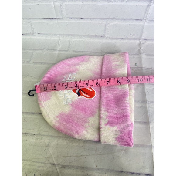 The Rolling Stones Rock Band Music Pink Tie Dye Knit Beanie Hat Cap Adult OSFM main image 4